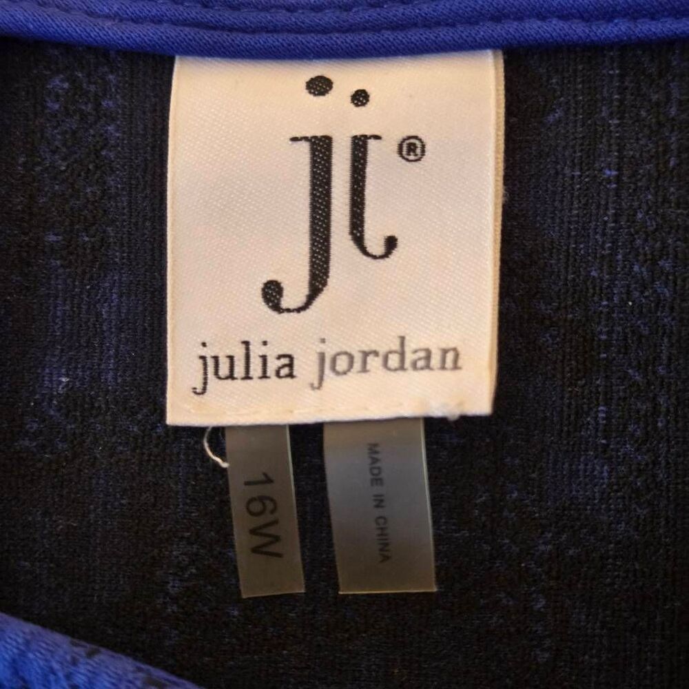Julia Jordan Womens Rio Geo Embroidered Cap Sleeve Sheath Dress Blue Size 16W - Picture 2 of 11